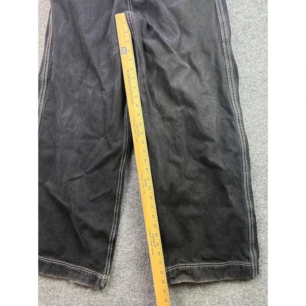 ALAB Wide Leg Skater Jeans Mens 30 Black Contrast Stitch Y2K Baggy Denim - Picture 5 of 9
